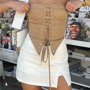 Lioness East Gate Corset Stone lace up y2k top bustier crop trendy